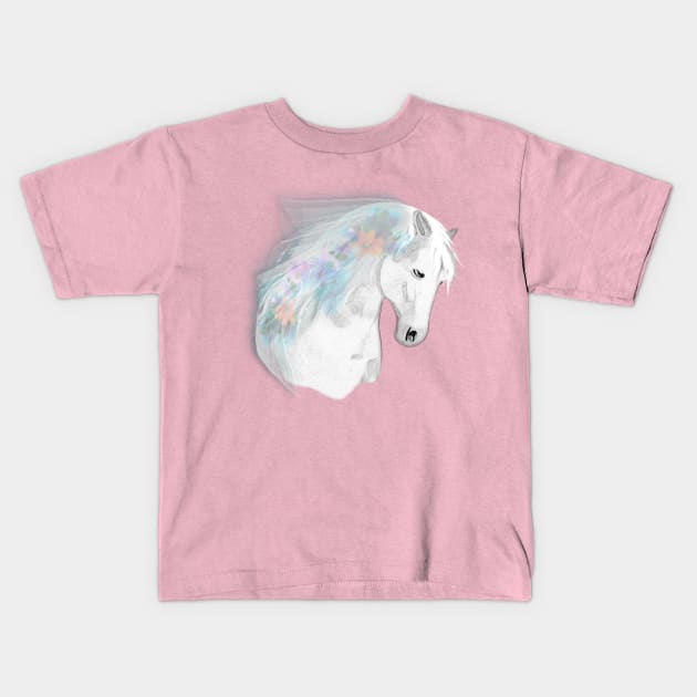 Horse Lovers Majestic White Horse Kids T-Shirt by KC Morcom aka KCM Gems n Bling aka KCM Inspirations